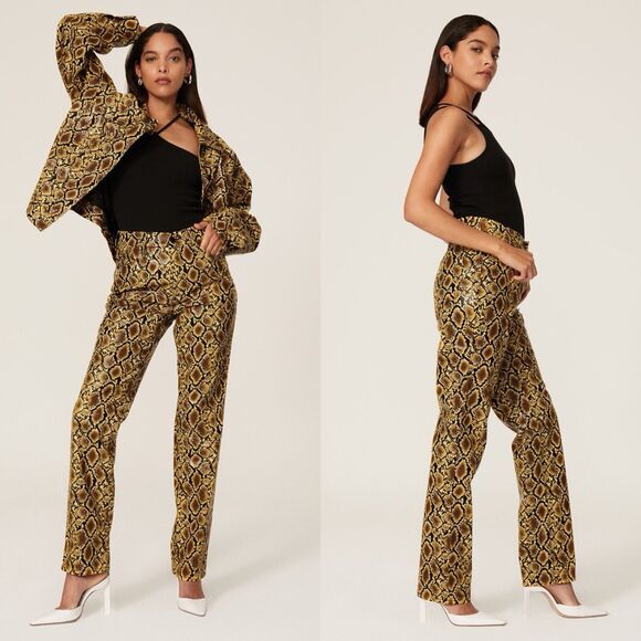 Good American 90's Icon Faux Snakeskin Pants High Waist Multi Women's 8/29 NWT - Picture 1 of 15